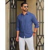 COOFANDY Men Casual Button Down Shirt Long Sleeve Untucked Denim Dress Shirt(Blue)