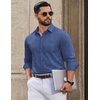 COOFANDY Men Casual Button Down Shirt Long Sleeve Untucked Denim Dress Shirt(Blue)