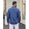 COOFANDY Men Casual Button Down Shirt Long Sleeve Untucked Denim Dress Shirt(Blue)