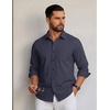COOFANDY Men Casual Button Down Shirt Long Sleeve Untucked Denim Dress Shirt(Dark Blue)
