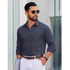 COOFANDY Men Casual Button Down Shirt Long Sleeve Untucked Denim Dress Shirt(Dark Blue)