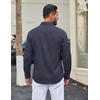COOFANDY Men Casual Button Down Shirt Long Sleeve Untucked Denim Dress Shirt(Dark Blue)