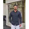 COOFANDY Men Casual Button Down Shirt Long Sleeve Untucked Denim Dress Shirt(Dark Blue)