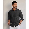 COOFANDY Men Casual Button Down Shirt Long Sleeve Untucked Denim Dress Shirt(Dark Grey)