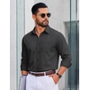 COOFANDY Men Casual Button Down Shirt Long Sleeve Untucked Denim Dress Shirt(Dark Grey)