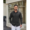 COOFANDY Men Casual Button Down Shirt Long Sleeve Untucked Denim Dress Shirt(Dark Grey)