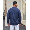 COOFANDY Men Casual Button Down Shirt Long Sleeve Untucked Denim Dress Shirt(Deep Blue)