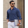 COOFANDY Men Casual Button Down Shirt Long Sleeve Untucked Denim Dress Shirt(Deep Blue)