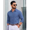 COOFANDY Men Casual Button Down Shirt Long Sleeve Untucked Denim Dress Shirt(Denim Blue)
