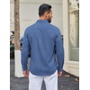 COOFANDY Men Casual Button Down Shirt Long Sleeve Untucked Denim Dress Shirt(Denim Blue)