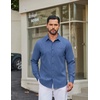 COOFANDY Men Casual Button Down Shirt Long Sleeve Untucked Denim Dress Shirt(Denim Blue)