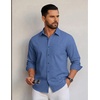COOFANDY Men Casual Button Down Shirt Long Sleeve Untucked Denim Dress Shirt(Denim Blue)