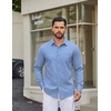 COOFANDY Men Casual Button Down Shirt Long Sleeve Untucked Denim Dress Shirt(Light Blue)