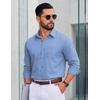 COOFANDY Men Casual Button Down Shirt Long Sleeve Untucked Denim Dress Shirt(Light Blue)
