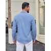 COOFANDY Men Casual Button Down Shirt Long Sleeve Untucked Denim Dress Shirt(Light Blue)