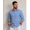 COOFANDY Men Casual Button Down Shirt Long Sleeve Untucked Denim Dress Shirt(Light Blue)