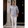 COOFANDY Men Casual Button Down Shirt Long Sleeve Untucked Denim Dress Shirt(Light Grey)