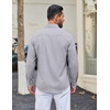 COOFANDY Men Casual Button Down Shirt Long Sleeve Untucked Denim Dress Shirt(Light Grey)