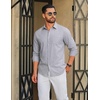 COOFANDY Men Casual Button Down Shirt Long Sleeve Untucked Denim Dress Shirt(Light Grey)