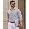 COOFANDY Men Casual Button Down Shirt Long Sleeve Untucked Denim Dress Shirt(Light Grey)