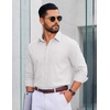 COOFANDY Men Casual Button Down Shirt Long Sleeve Untucked Denim Dress Shirt(White)