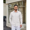 COOFANDY Men Casual Button Down Shirt Long Sleeve Untucked Denim Dress Shirt(White)
