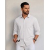 COOFANDY Men Casual Button Down Shirt Long Sleeve Untucked Denim Dress Shirt(White)