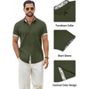 COOFANDY Men’s Button Down Shirts Short Sleeve Casual Cotton Shirts(Army Green)