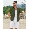 COOFANDY Men’s Button Down Shirts Short Sleeve Casual Cotton Shirts(Army Green)