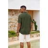 COOFANDY Men’s Button Down Shirts Short Sleeve Casual Cotton Shirts(Army Green)