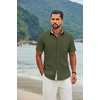 COOFANDY Men’s Button Down Shirts Short Sleeve Casual Cotton Shirts(Army Green)