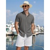 COOFANDY Men’s Button Down Shirts Short Sleeve Casual Cotton Shirts(Dark Grey)