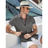 COOFANDY Men’s Button Down Shirts Short Sleeve Casual Cotton Shirts(Dark Grey)