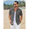 COOFANDY Men’s Button Down Shirts Short Sleeve Casual Cotton Shirts(Dark Grey)