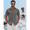 COOFANDY Men’s Button Down Shirts Short Sleeve Casual Cotton Shirts(Dark Grey)