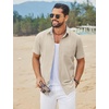 COOFANDY Men’s Button Down Shirts Short Sleeve Casual Cotton Shirts(Khaki)