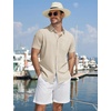 COOFANDY Men’s Button Down Shirts Short Sleeve Casual Cotton Shirts(Khaki)