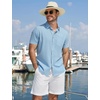 COOFANDY Men’s Button Down Shirts Short Sleeve Casual Cotton Shirts(Light Blue)