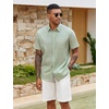 COOFANDY Men’s Button Down Shirts Short Sleeve Casual Cotton Shirts(Light Green)