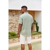 COOFANDY Men’s Button Down Shirts Short Sleeve Casual Cotton Shirts(Light Green)
