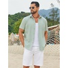 COOFANDY Men’s Button Down Shirts Short Sleeve Casual Cotton Shirts(Light Green)