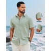 COOFANDY Men’s Button Down Shirts Short Sleeve Casual Cotton Shirts(Light Green)