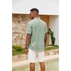 COOFANDY Men’s Button Down Shirts Short Sleeve Casual Cotton Shirts(Light Green(plaid))