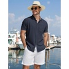 COOFANDY Men’s Button Down Shirts Short Sleeve Casual Cotton Shirts(Navy Blue)