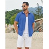 COOFANDY Men’s Button Down Shirts Short Sleeve Casual Cotton Shirts(Ocean Blue)
