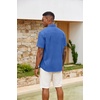 COOFANDY Men’s Button Down Shirts Short Sleeve Casual Cotton Shirts(Ocean Blue)