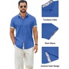COOFANDY Men’s Button Down Shirts Short Sleeve Casual Cotton Shirts(Ocean Blue)