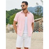 COOFANDY Men’s Button Down Shirts Short Sleeve Casual Cotton Shirts(Pink)