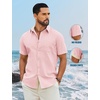 COOFANDY Men’s Button Down Shirts Short Sleeve Casual Cotton Shirts(Pink)