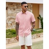 COOFANDY Men’s Button Down Shirts Short Sleeve Casual Cotton Shirts(Pink)
